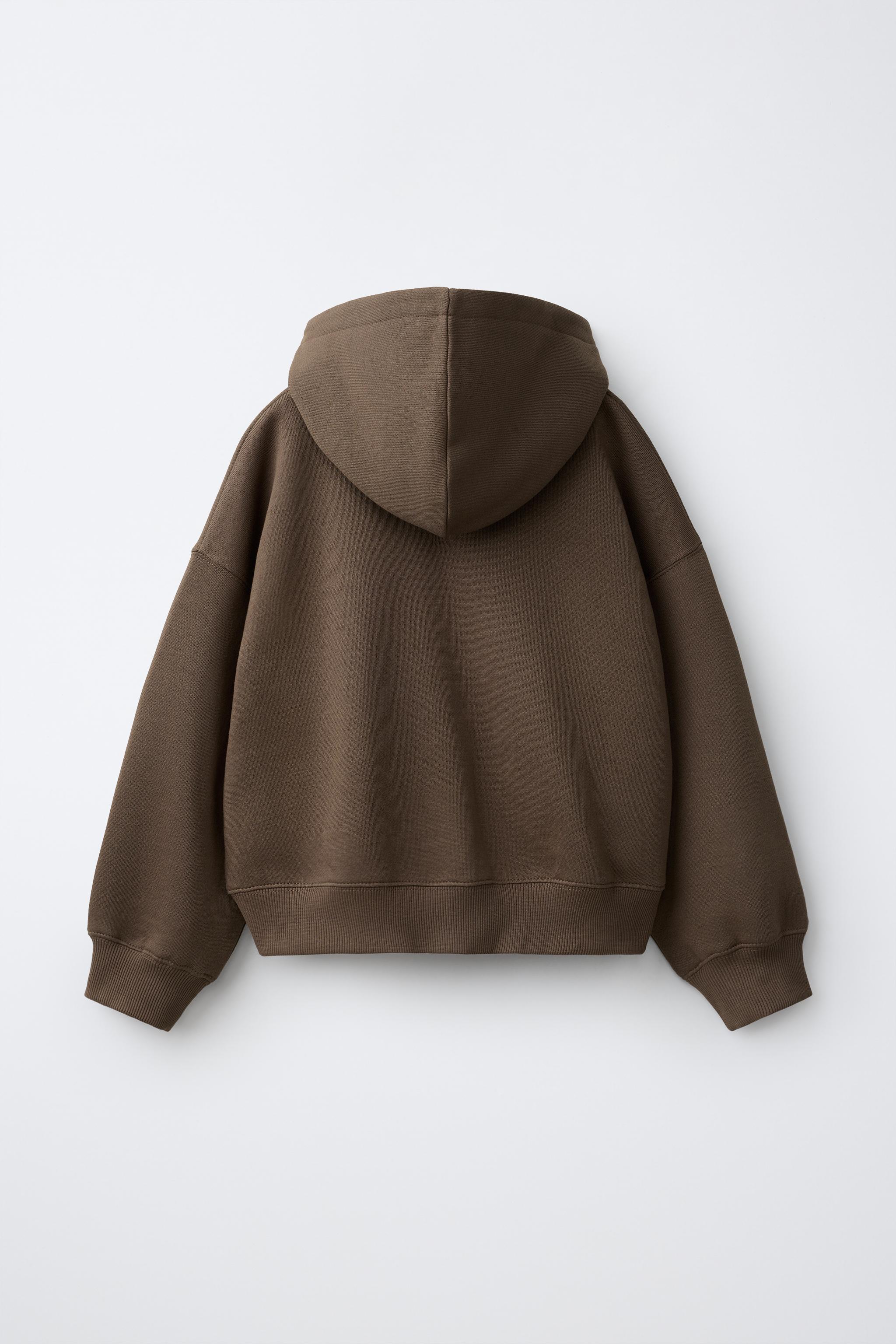 FLEECE ZIP SWEATSHIRT — Brown