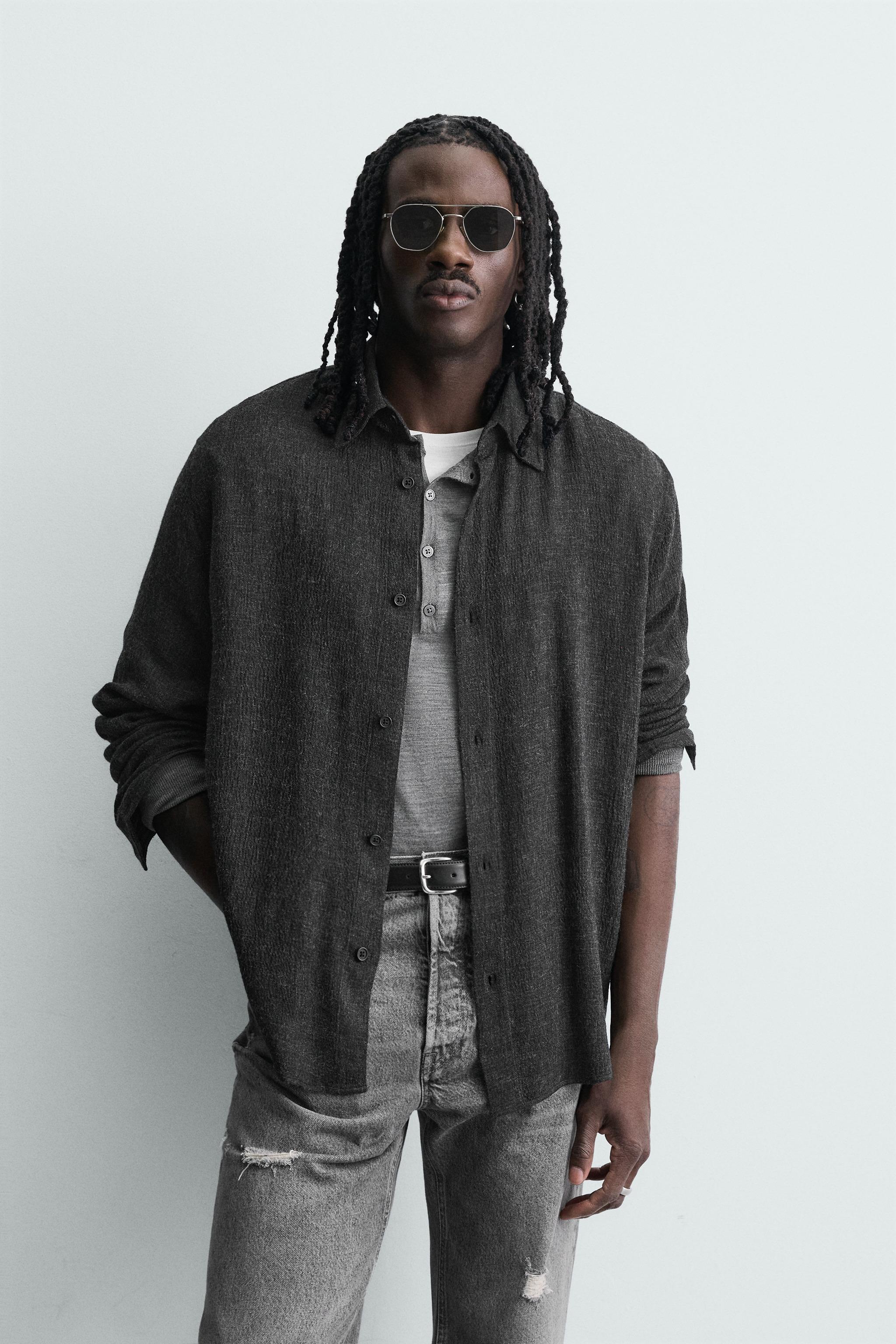 FLOWY RELAXED FIT SHIRT — Dark gray (alternate view)