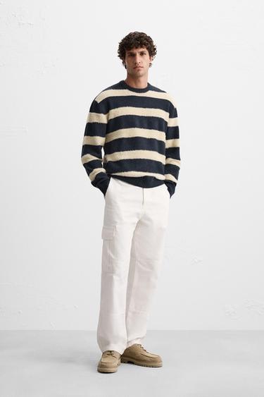 TEXTURED STRIPED SWEATER - Navy blue by Zara - Image 0