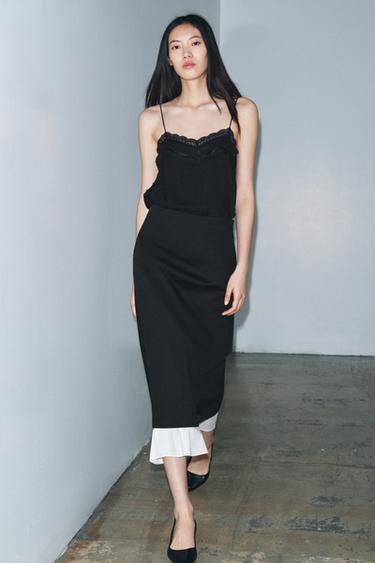 ZW COLLECTION CONTRAST SKIRT - Black / White by Zara
