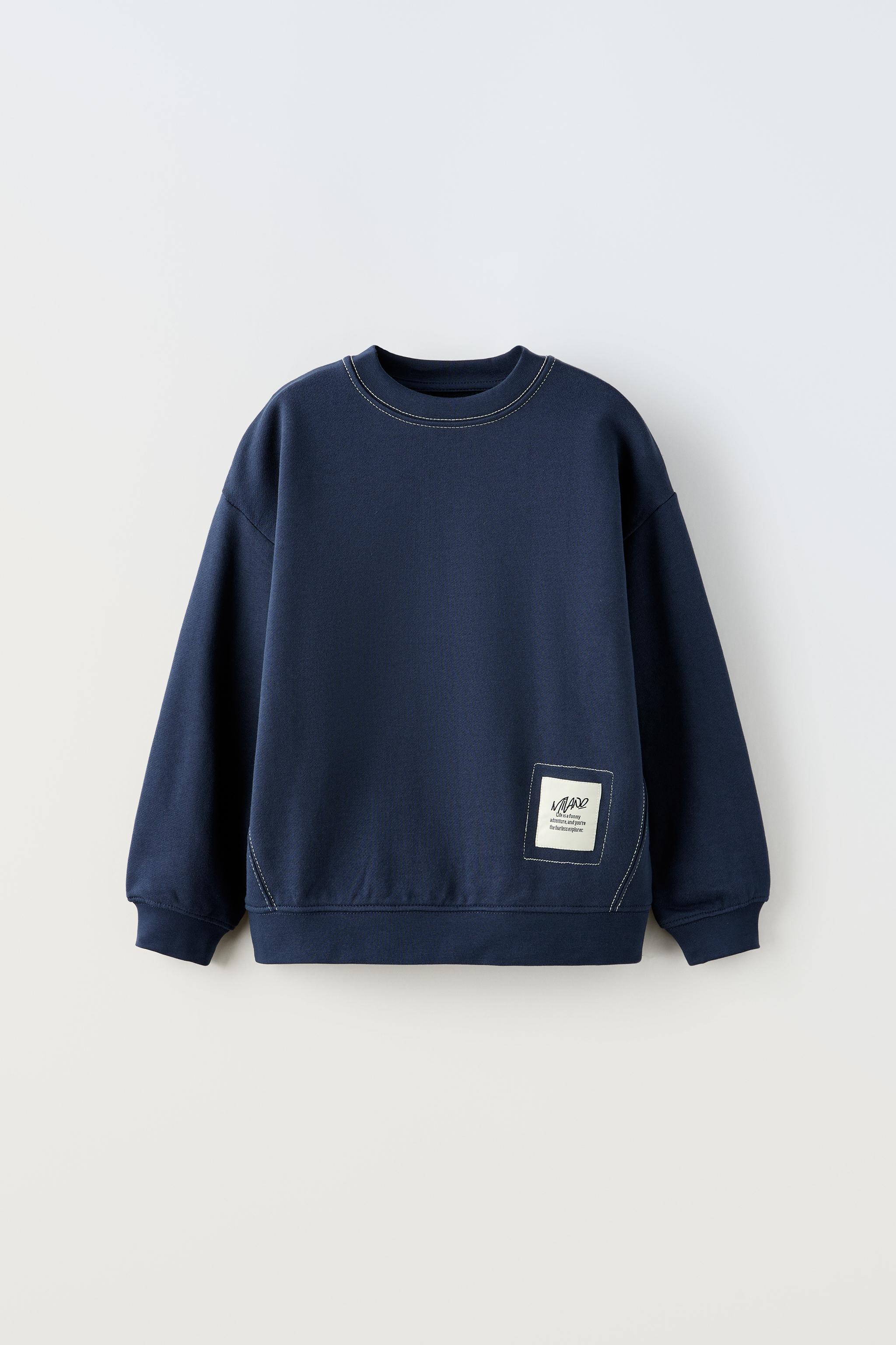 TOPSTITCHED SWEATSHIRT AND SHORTS MATCHING SET - Navy blue | ZARA 