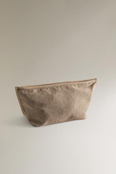 LARGE FABRIC WASH BAG - Taupe Grey de Zara - Image 1