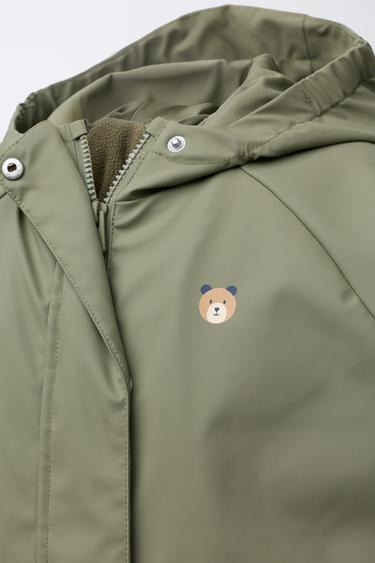 RUBBERISED WATER-RESISTANT RAINCOAT WITH FLEECE LINING - Khaki by Zara - Image 4
