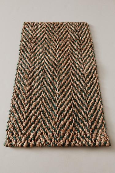 HERRINGBONE JUTE DOORMAT - Sea green by Zara