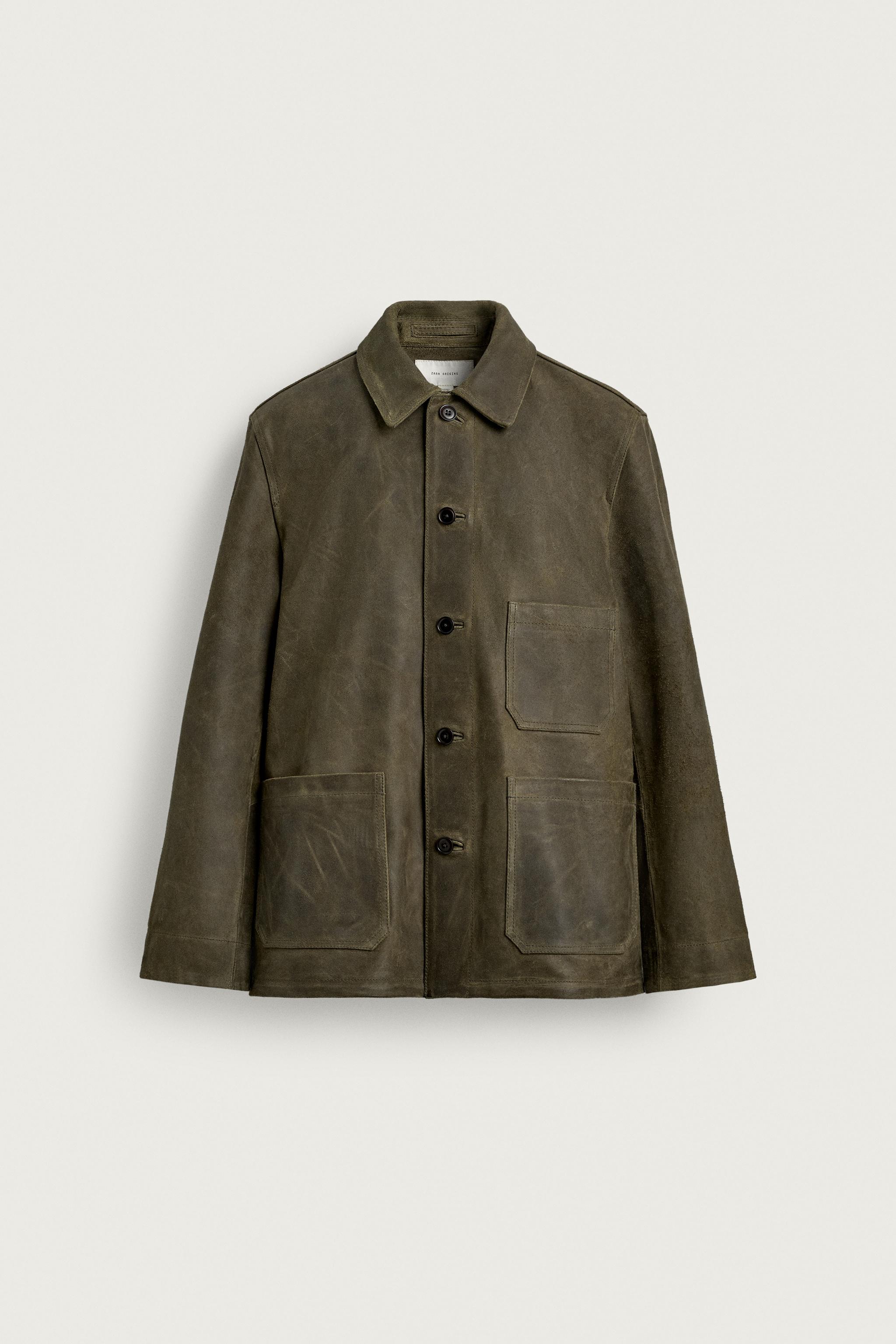 VINTAGE-EFFECT SUEDE LEATHER JACKET - Grey green | ZARA New Zealand