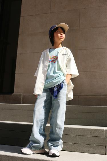 Zara WIDE LEG JEANS - Mid-blue