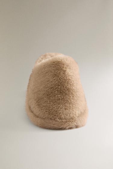 FAUX FUR MULE SLIPPERS - Beige by Zara - Image 4