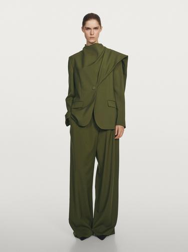 Pantalón pinzas 100% lana - Studio - Verde Menta de Zara