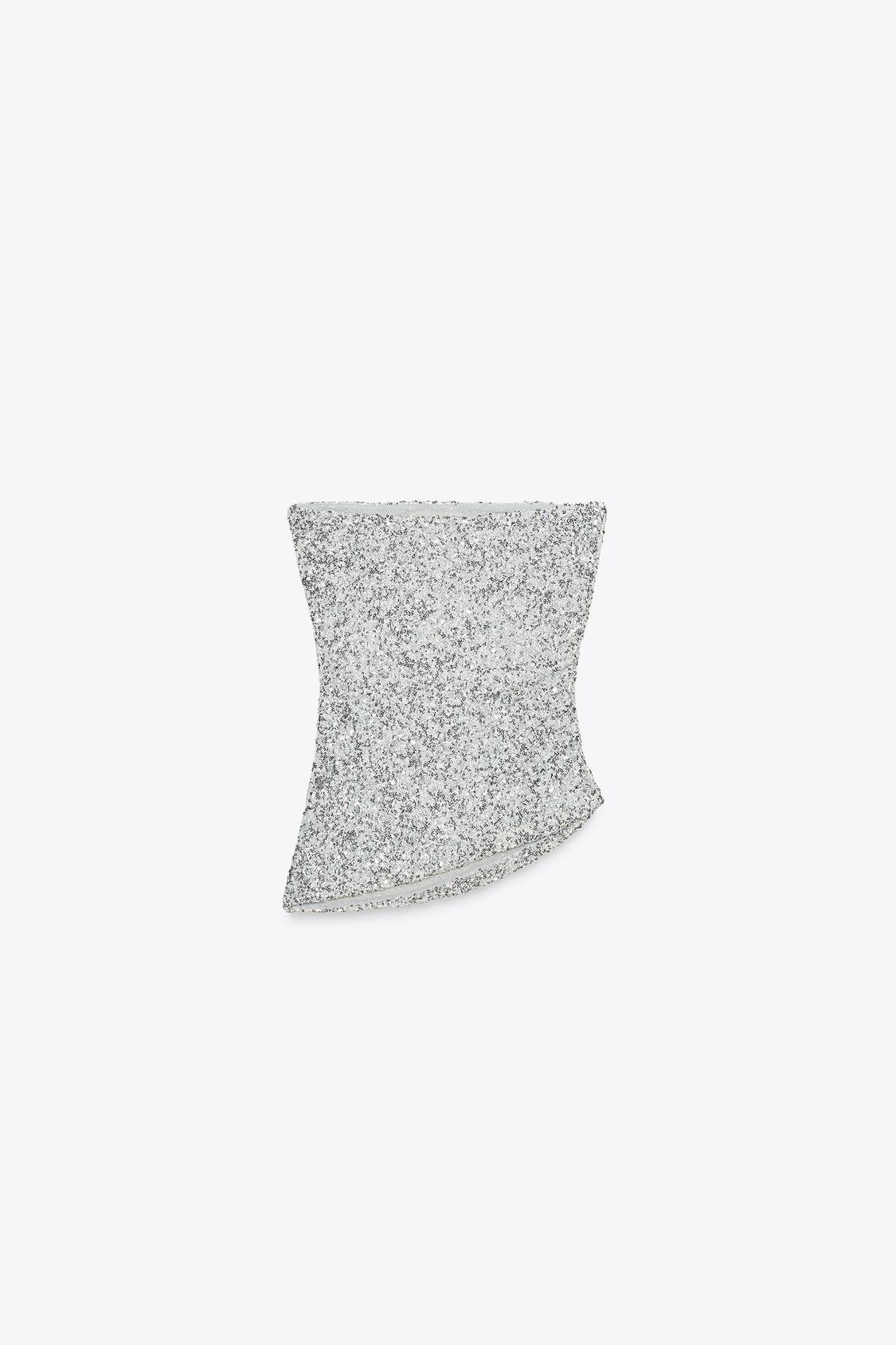 SEQUINNED BANDEAU TOP