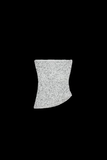 Zara SEQUIN BANDEAU TOP - Silver