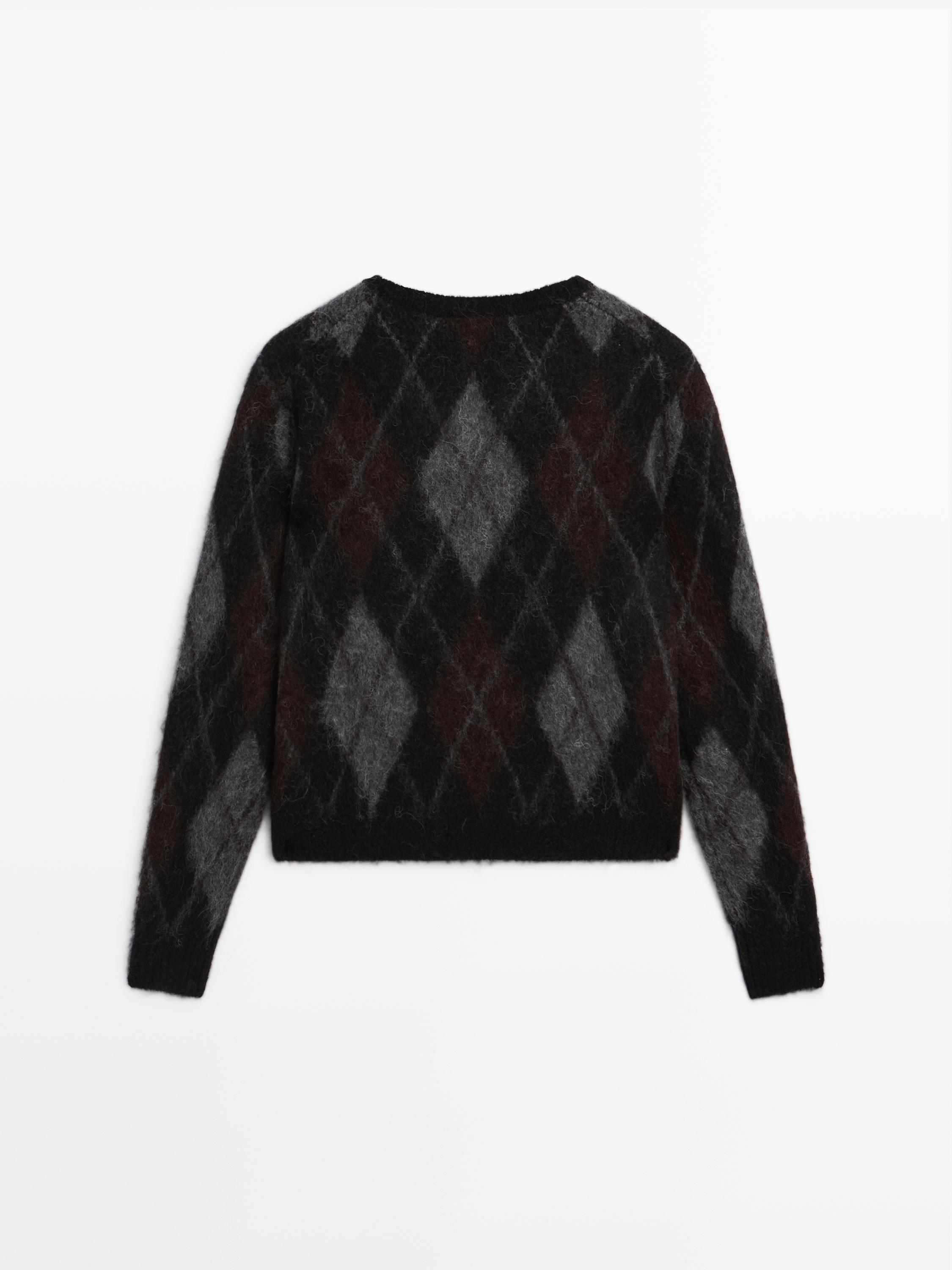 Argyle knit wool and alpaca sweater