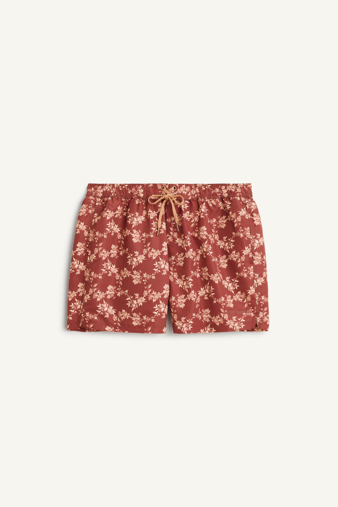 FLWR PRNT SWM SHRT — Maroon