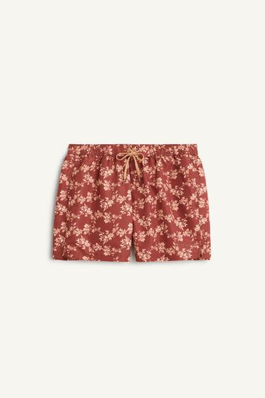 FLWR PRNT SWM SHRT - Burgundy by Zara