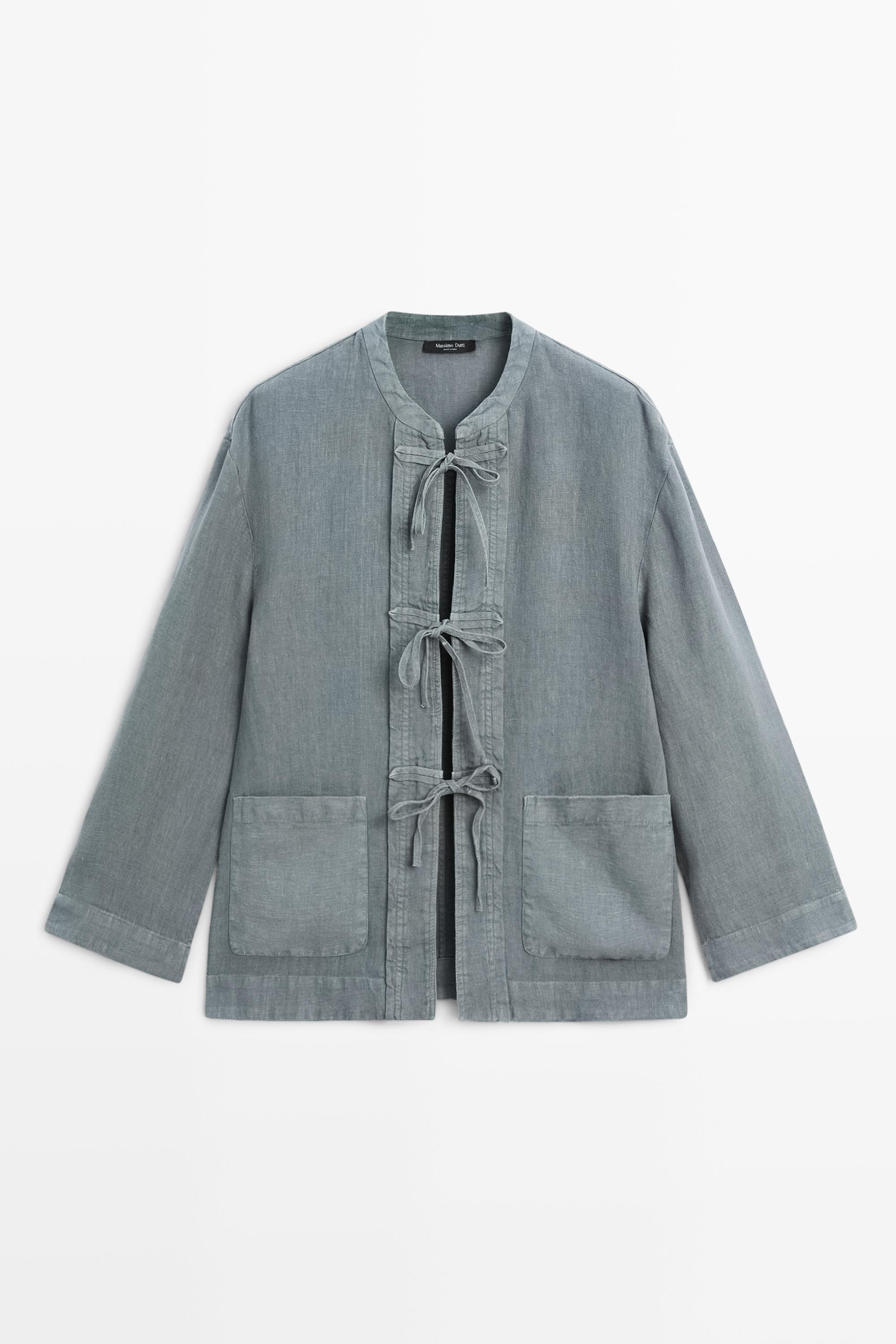 100% linen kimono with bows