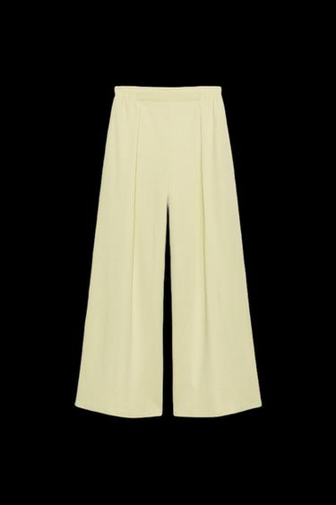 Zara INTERLOCK PANTS - Light lime green - Image 0