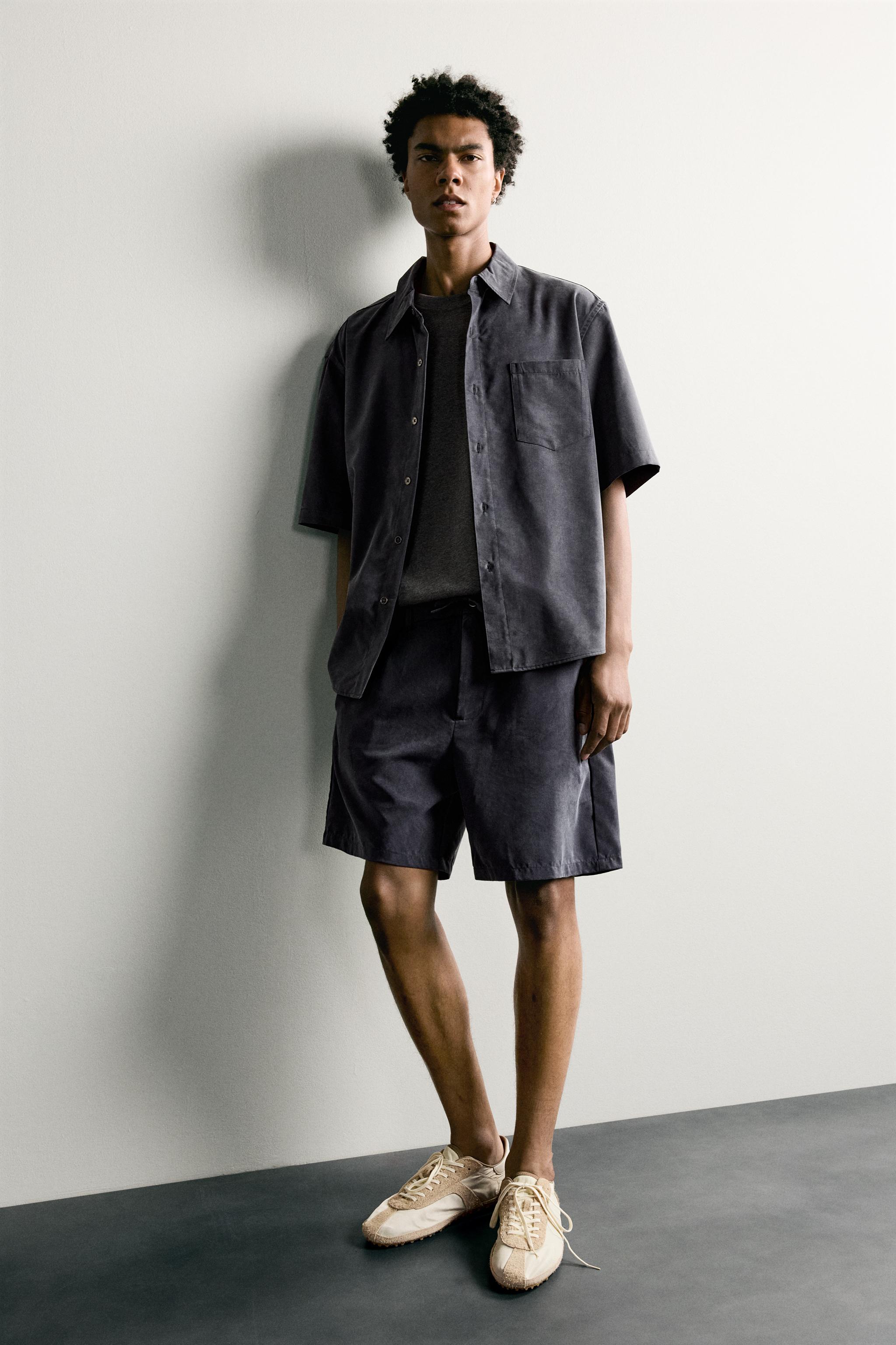 Zara RELAXED FIT DÖKÜMLÜ BERMUDA görsel 5