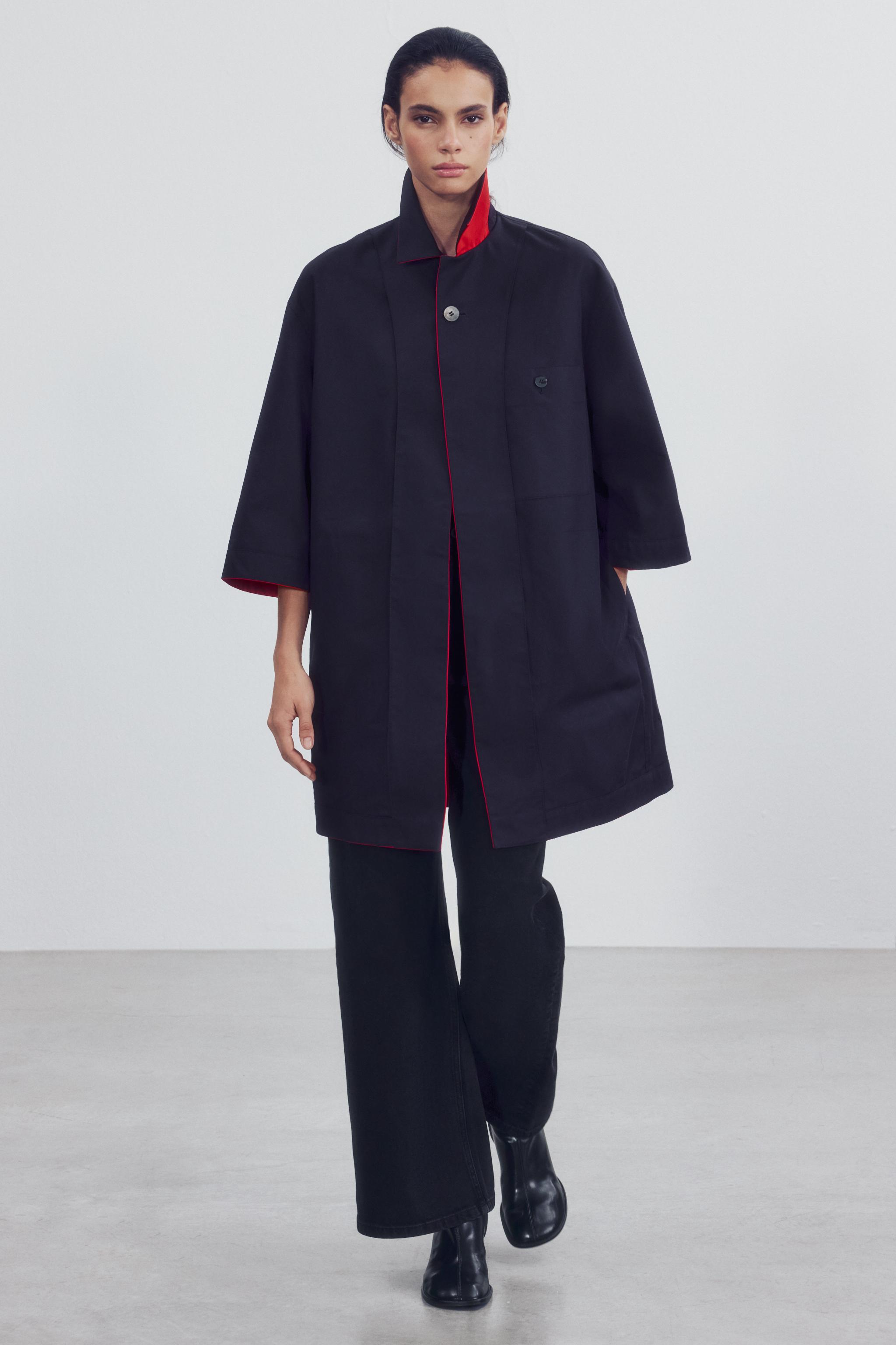 ta_y18 ZW COLLECTION ÇİFT TARAFLI MIDI TRENÇKOT - Kırmızı | ZARA Türkiye