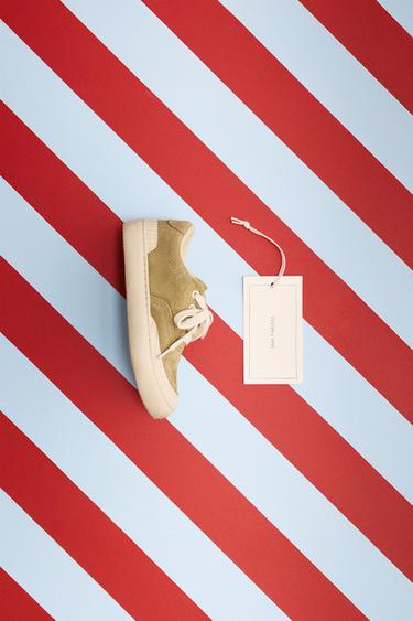 TENNIS OU BASKET EN CUIR - Vert kaki de Zara - Image 8