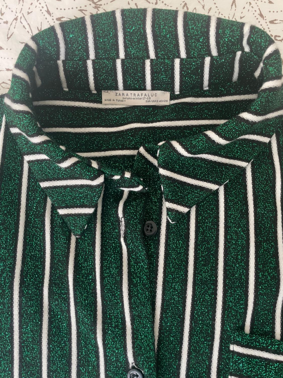 STRIPED SHIRT DRESS WITH SHIMMER