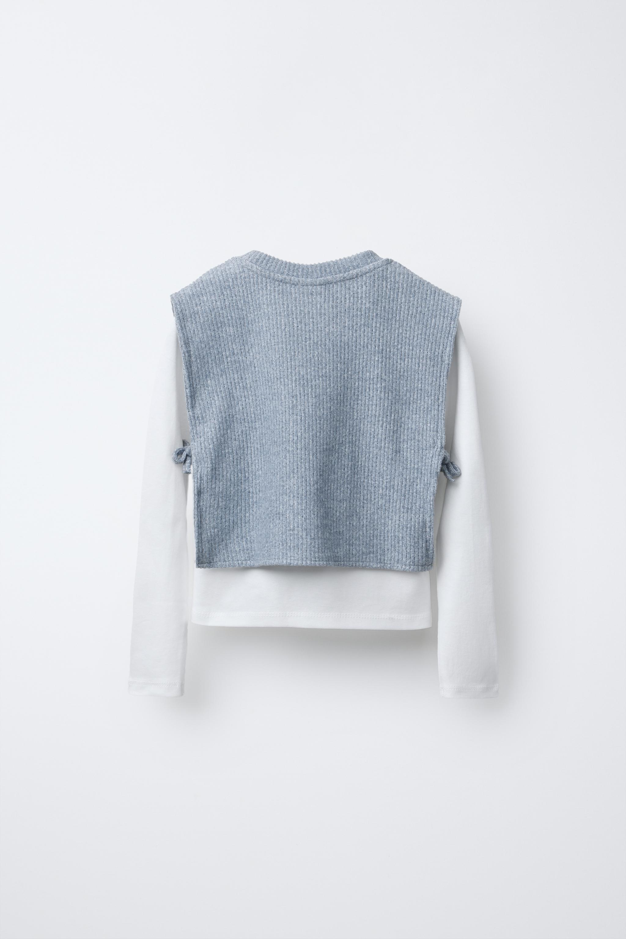 ニットトップ付きTシャツ - ブルー | ZARA Japan / 日本