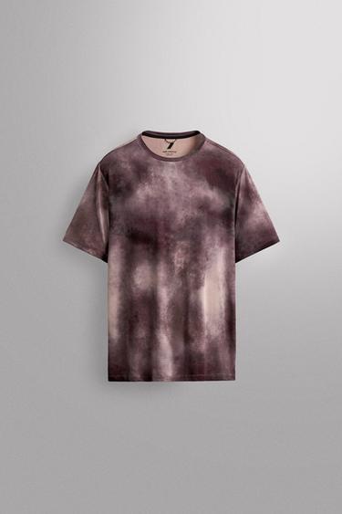 TIE-DYE PRINT PERFORATED T-SHIRT - Burgundy by Zara - Image 5