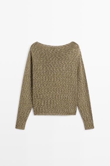 Zara Cotton boat neck sweater - Mid-green - Image 0