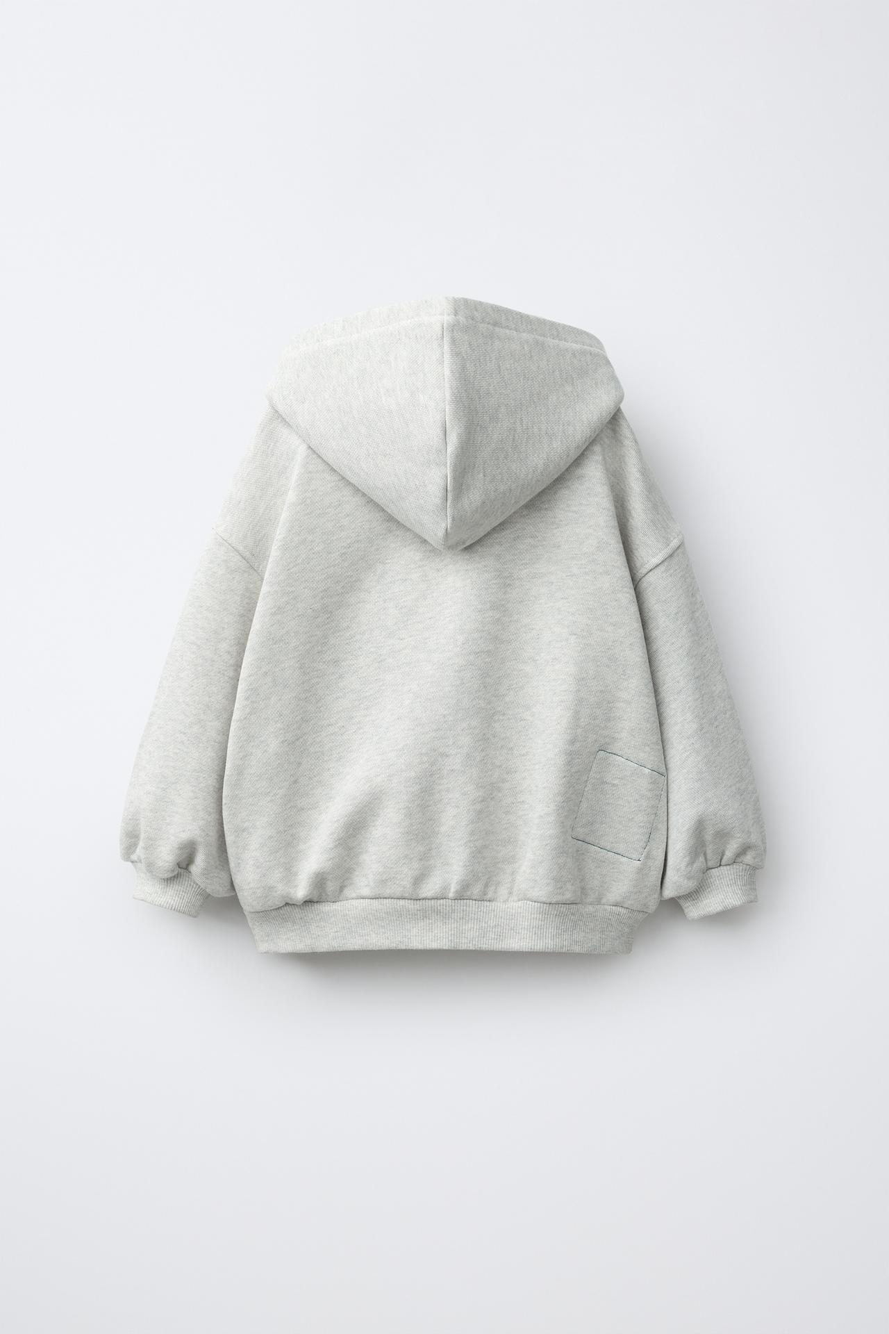 LEON'S BAGELS EMBROIDERED ZIP-UP HOODIE — Gray marl