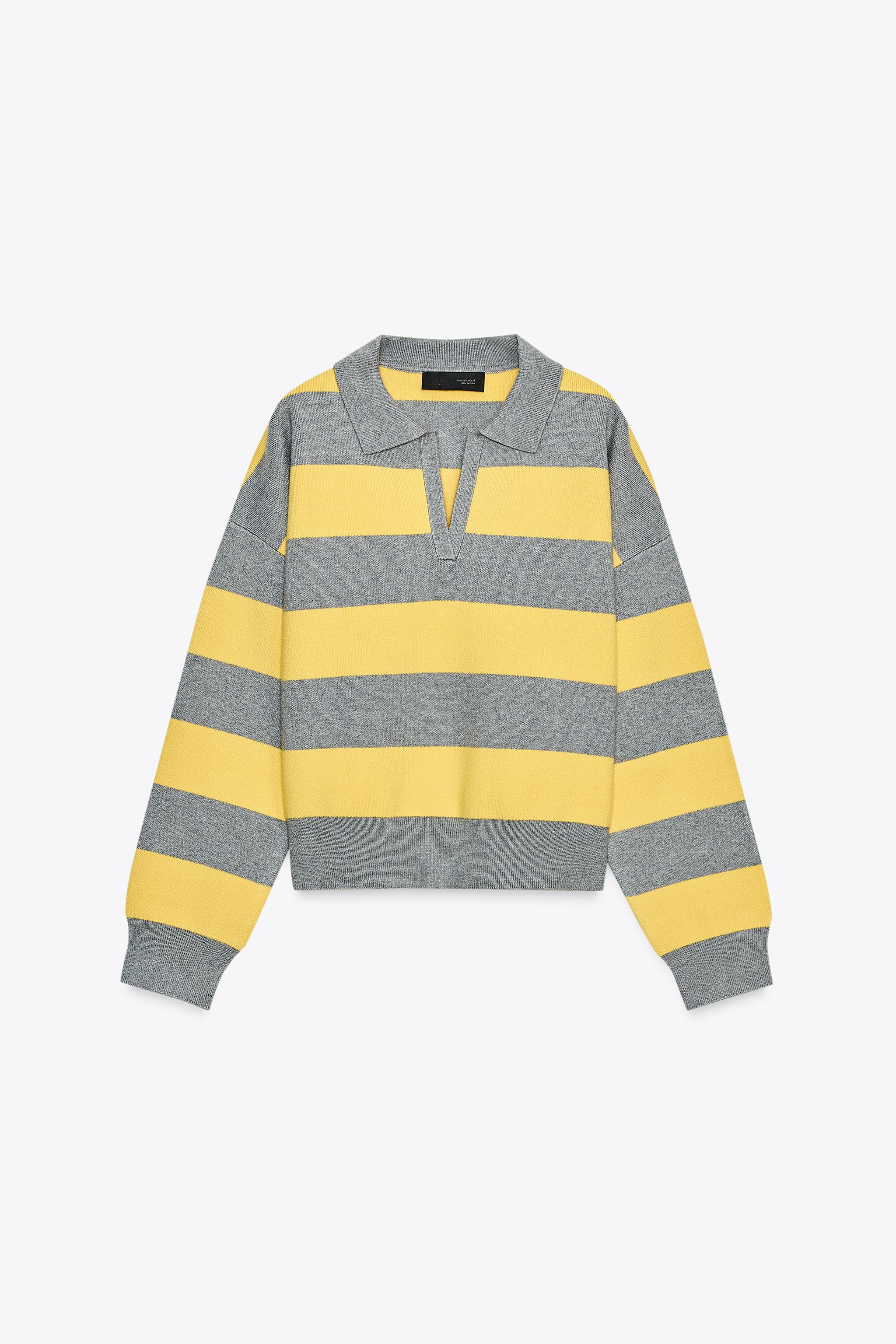 STRIPED KNIT POLO COLLAR JUMPER striped ZARA Ireland