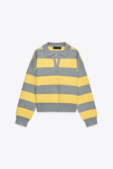 STRIPED KNIT POLO COLLAR SWEATER - striped by Zara - Image 5