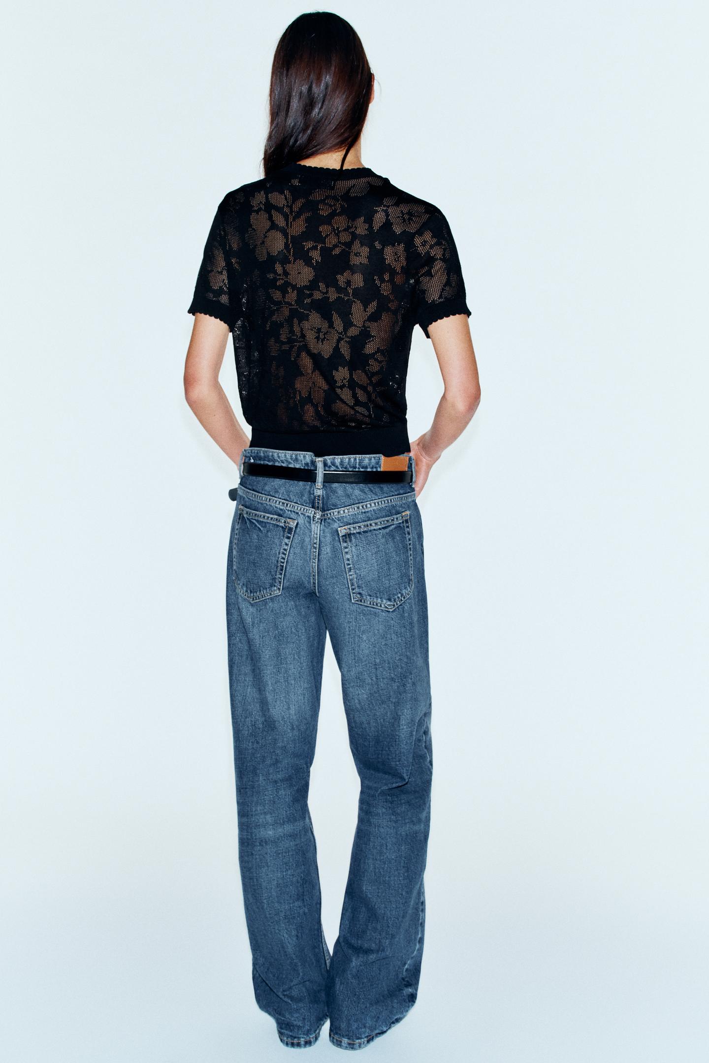 Женские свитеры Zara Floral Short-Sleeve Cardingan, цвет: Чёрный — фото 6