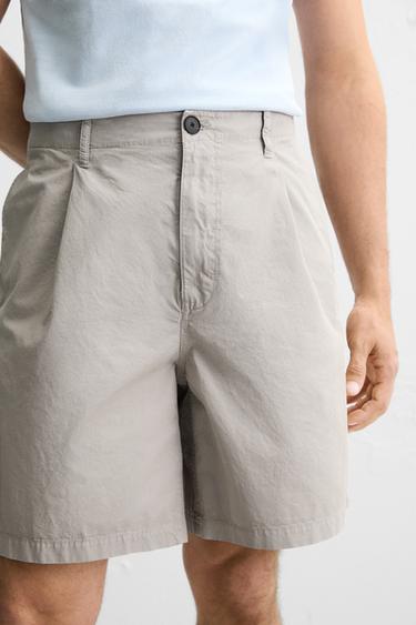 BERMUDA RELAXED FIT EFFET PLISSÉ - Gris de Zara - Image 4
