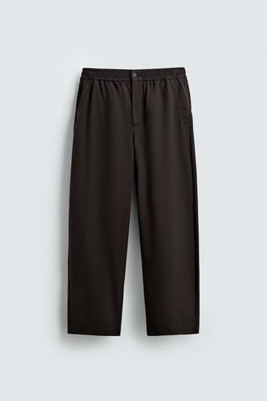Zara REGULAR FIT JOGGER WAIST PANTS - Brown