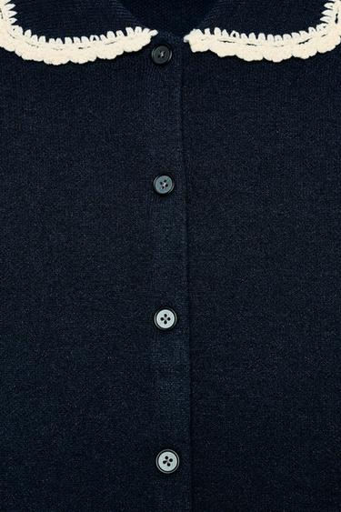CARDIGAN WITH PETER PAN COLLAR - Navy blue by Zara - Image 5