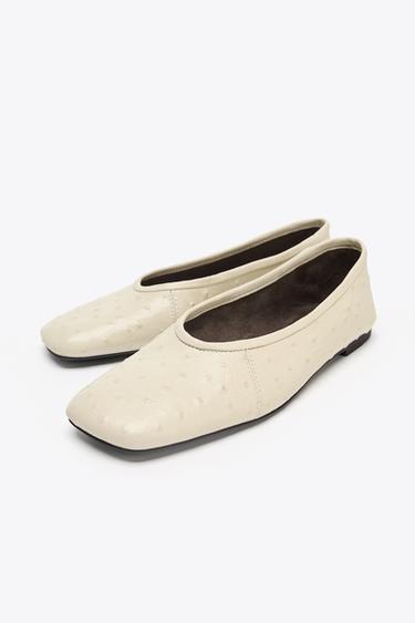 EMBOSSED BALLERINA FLATS - Vanilla Yellow by Zara - Image 3