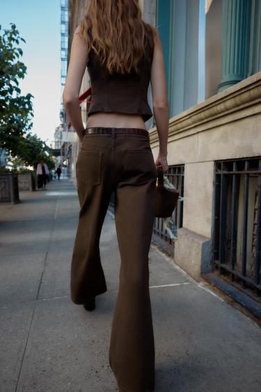JEAN Z1975 WIDE LEG TAILLE HAUTE CEINTURE - Marron de Zara - Image 3