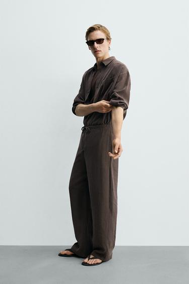 LOOSE-FITTING RELAXED FIT TROUSERS - Brown by Zara