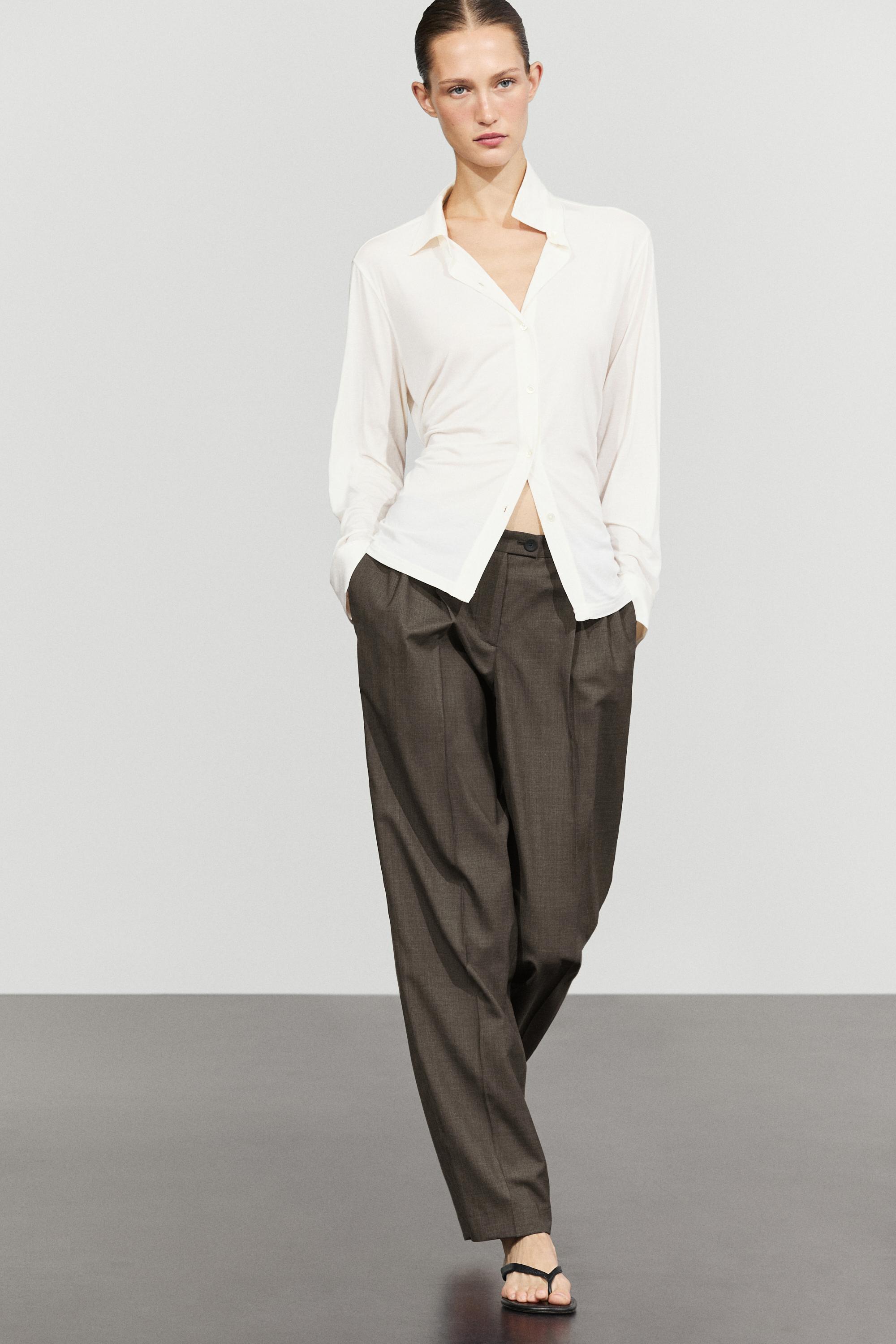 100% cool wool pleated pants — Cobalt
