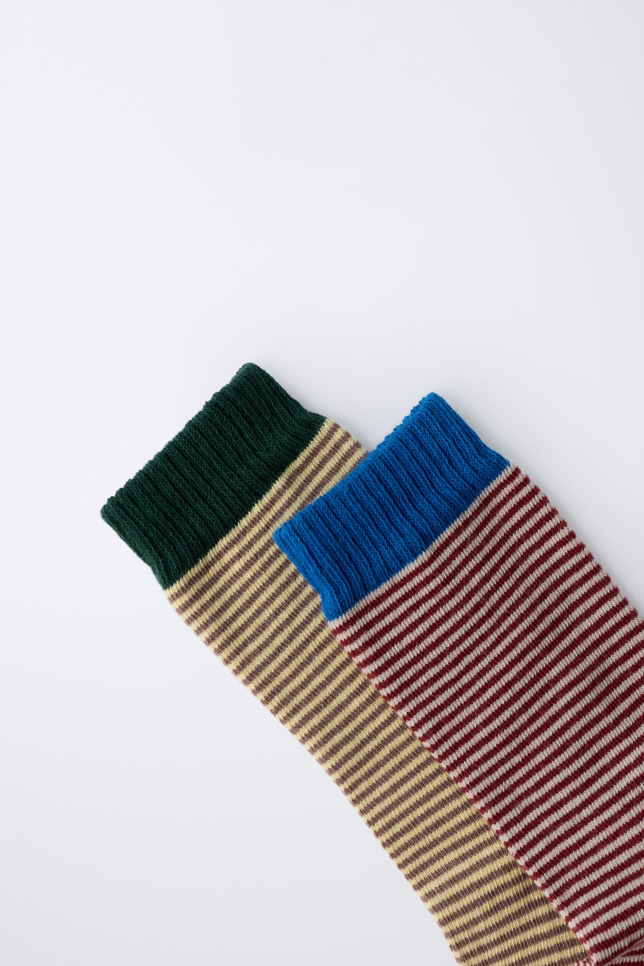 LOT DE DEUX PAIRES CHAUSSETTES À RAYURES