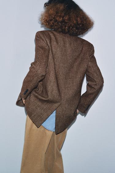 BLAZER CHEVRON AVEC LAINE ZW COLLECTION - Marron clair de Zara - Image 2