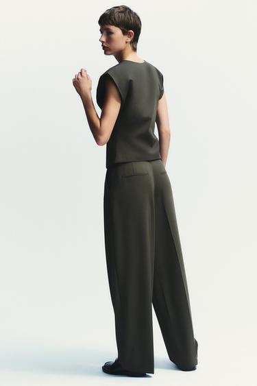 PANTALON PLIS CEINTURE - Bleu / Gris de Zara - Image 4