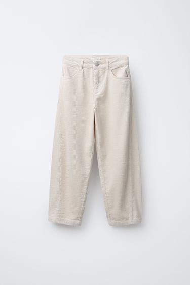 BARREL CORDUROY TROUSERS - Ecru by Zara - Image 0