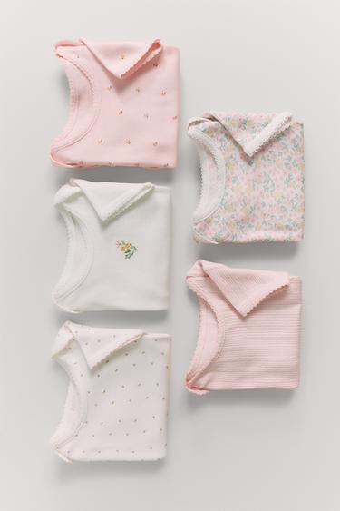PACK CINCO BODIES MANGA CORTA FLORES - Rosa de Zara