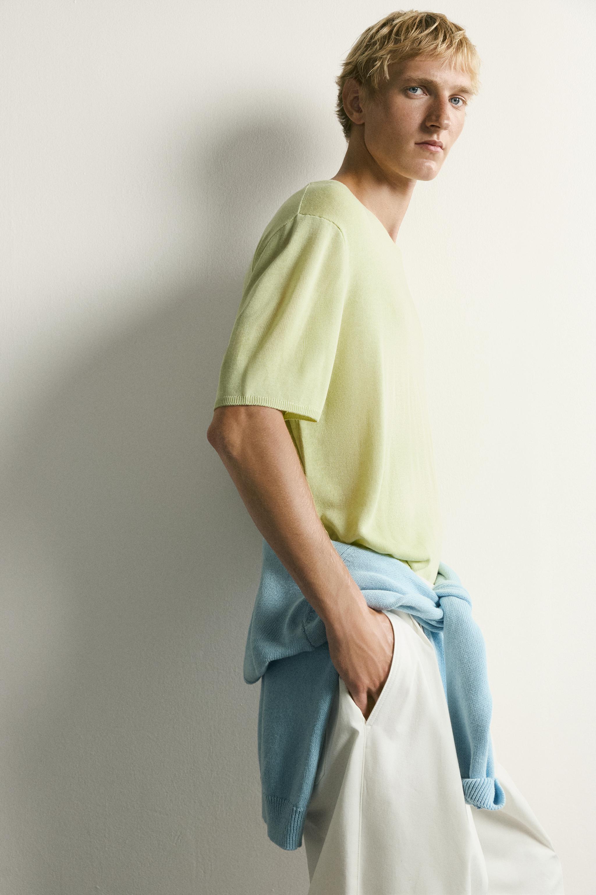 Мужские футболки Zara RELAXED FIT LIGHTWEIGHT KNIT T-SHIRT — фото 6