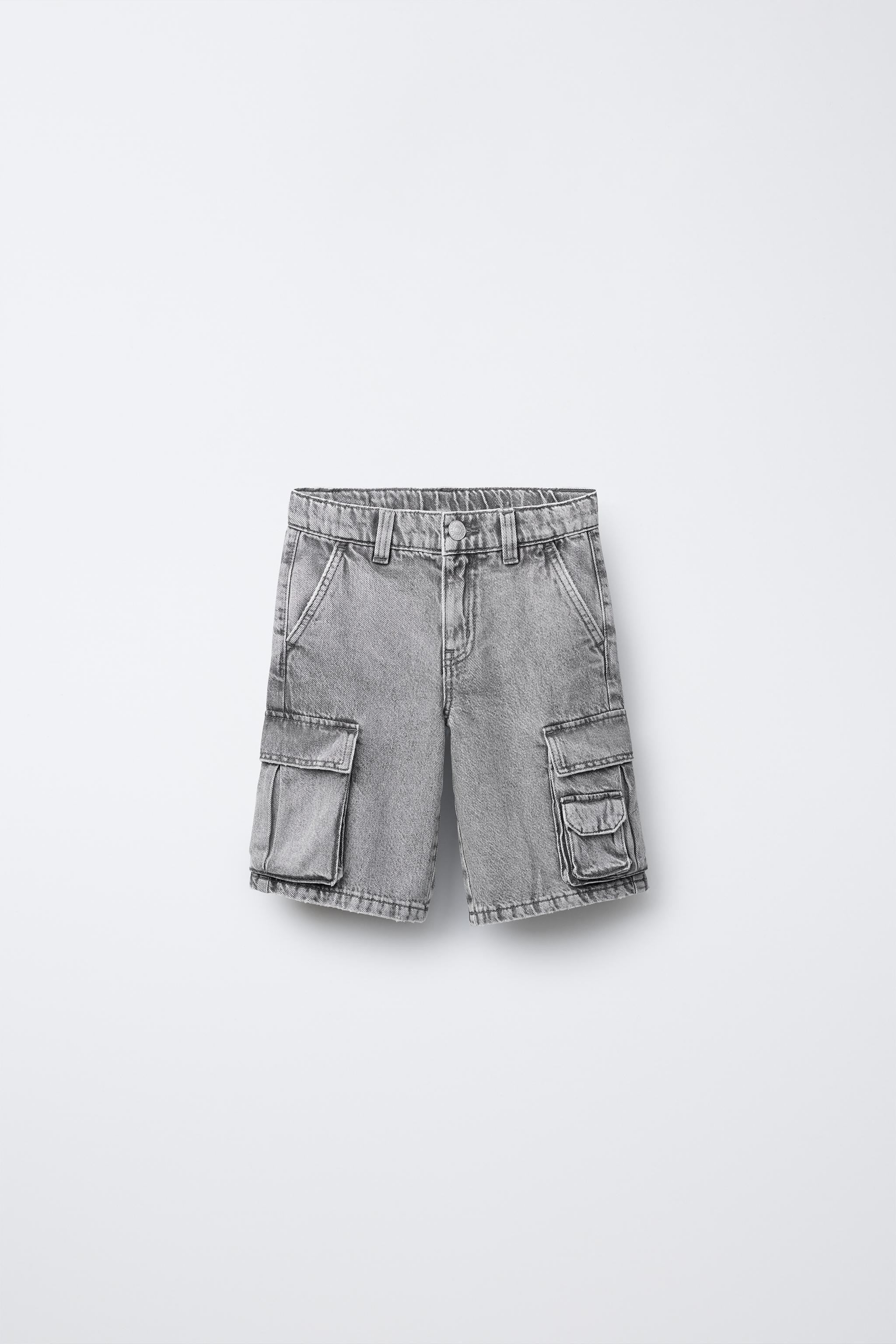 国内発送★ZARA★コットン＆レーヨン*カーゴバミューダパンツ 百足着用】ZARA ダメージカーゴ バミューダパンツ ザラハーフ