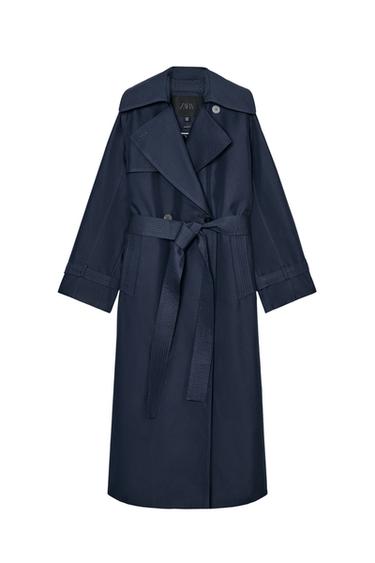 ZW COLLECTION OVERSIZE TRENCH COAT WITH BELT - Blue by Zara