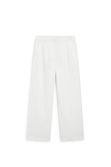 Pantalón detalle pinzas 100% lino - Blanco roto de Zara