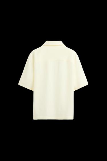 Zara WRINKLED JACQUARD SHIRT - White