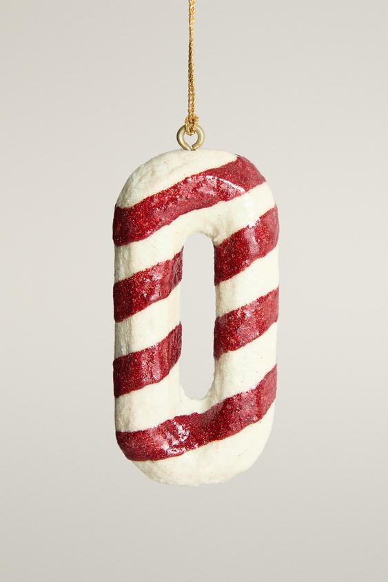 CHRISTMAS STRIPED O-LETTER TREE DECORATION - White / Red by Zara - Image 0