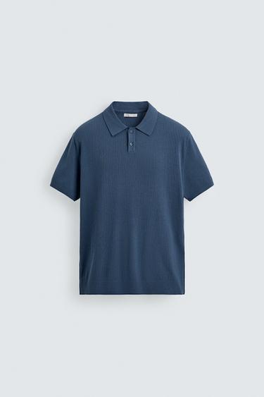POLO PUNTO CANALÉ - Azul lavado de Zara