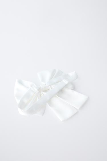 NŒUD PAPILLON AVEC NŒUD SATINÉ - Blanc de Zara - Image 2